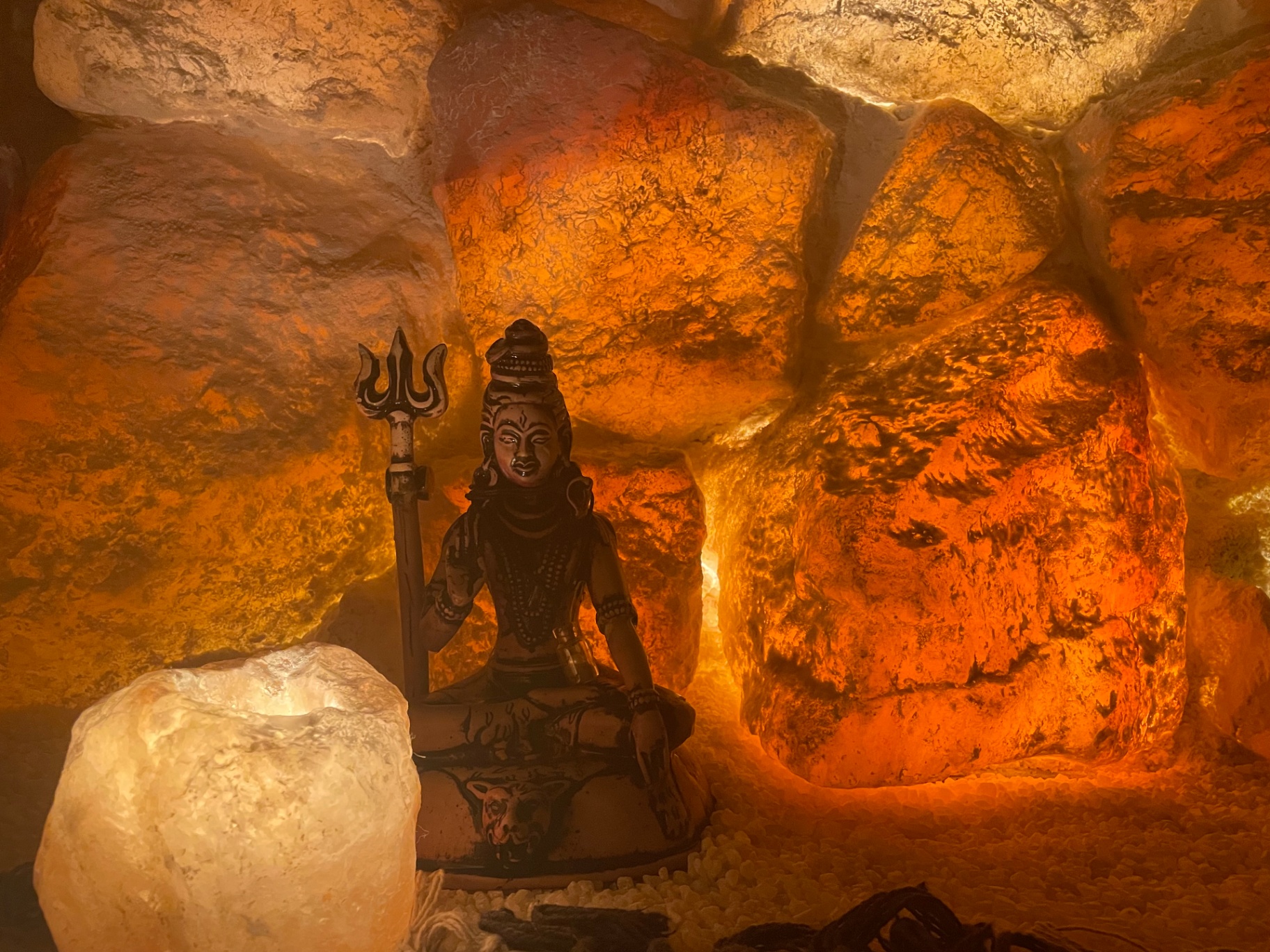 Shiva in candlelit salt grotto